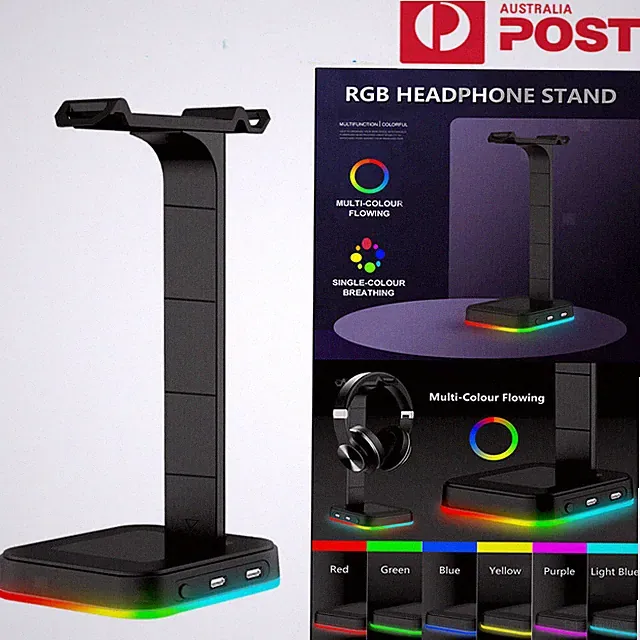 RGB Gaming Kopfhörer Ständer Headset Halter Aufhänger Rack Desktop mit 2 USB...