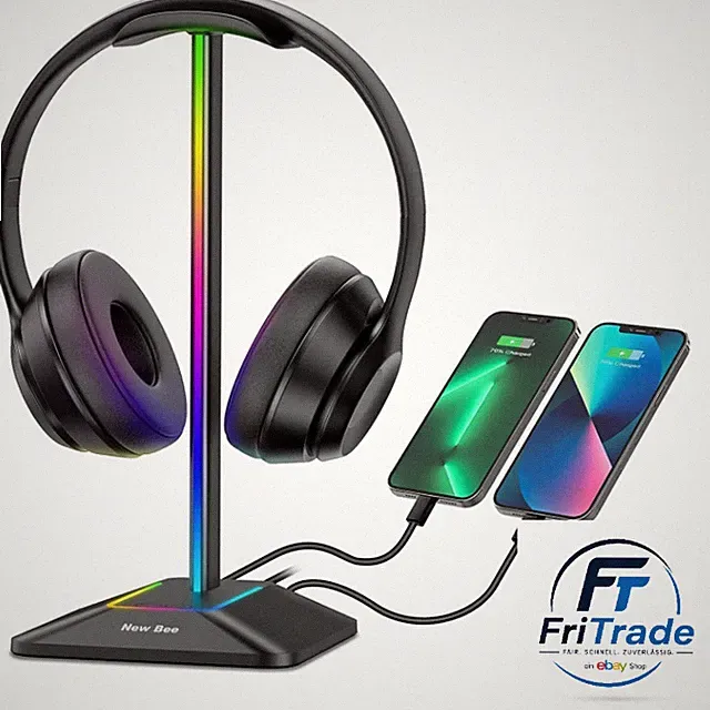 RGB Kopfhörerhalterung New Bee Universal USB-C Ladegerät