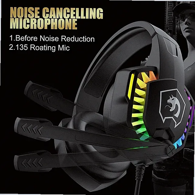 RGB LED 3D-Stereo Gaming-Headset Mit/Mic Lautstärkeregler Für PC,Mac,PS4,Laptop