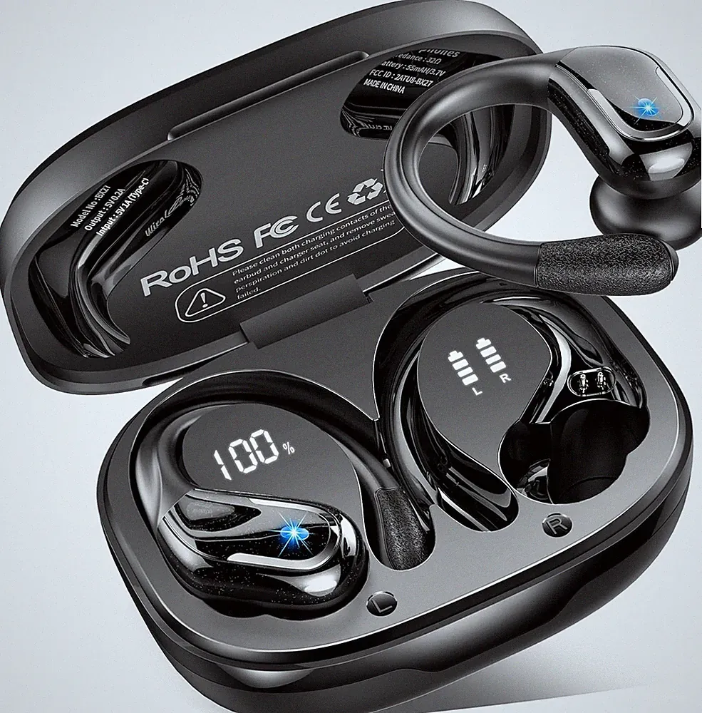 Rulefiss BX27 Bluetooth Kopfhörer Sport 75Std HiFi Bass ENC IP8 USB-C