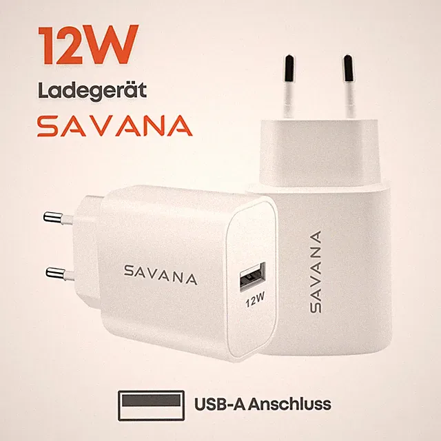 SAVANA 12W Ladegerät USB-A Netzteil Adapter Stecker Smartphone Tablet Charger