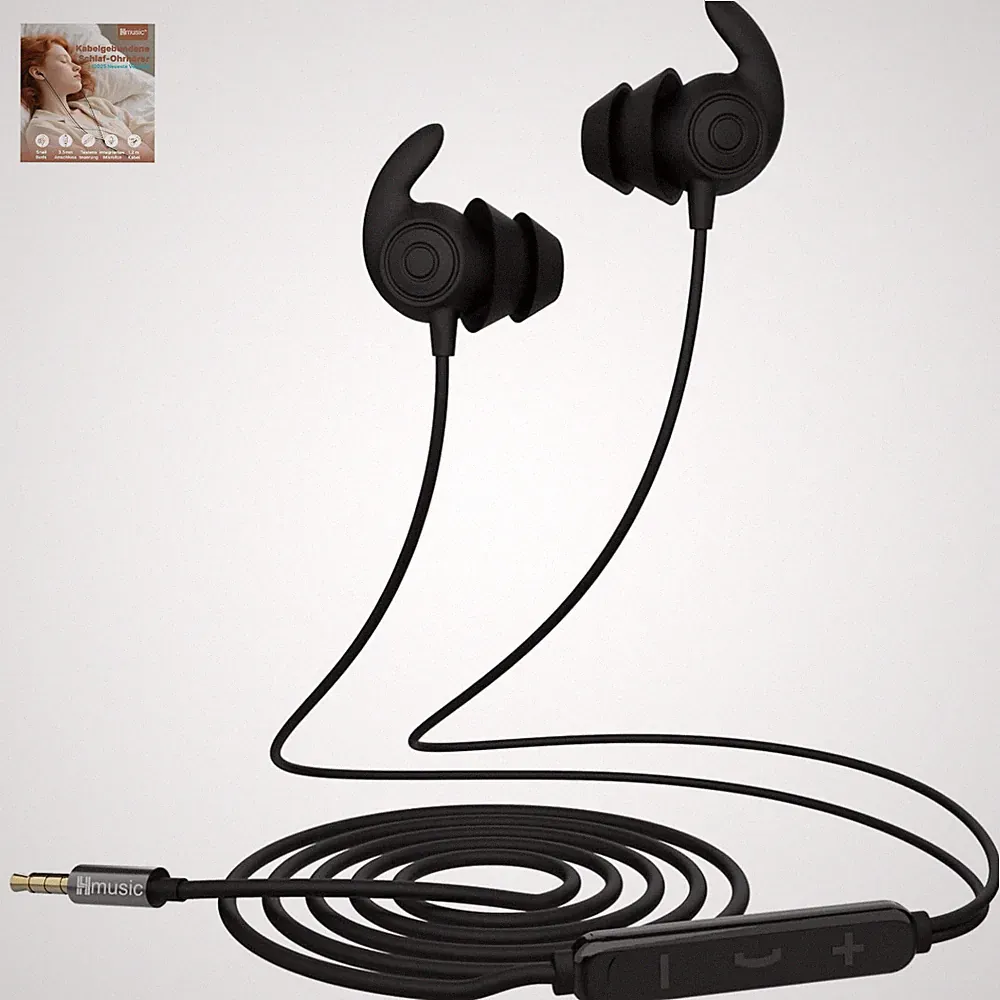 Schlaf-Ohrhörer Geräuschisolierung 30dB Silikon In-Ear Kopfhörer 3,5mm schwarz