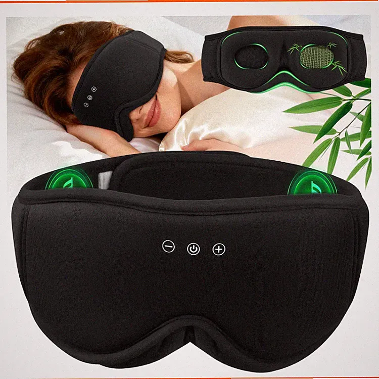 Schlafkopfhörer Bluetooth 5.4 mit Schlafmaske 3D aus Bambus-Baumwolle Holzkohle