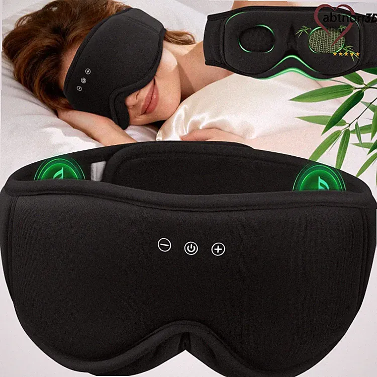 Schlafkopfhörer Bluetooth 5.4 mit Schlafmaske 3D Holzkohle – Ultra-Leises, 100