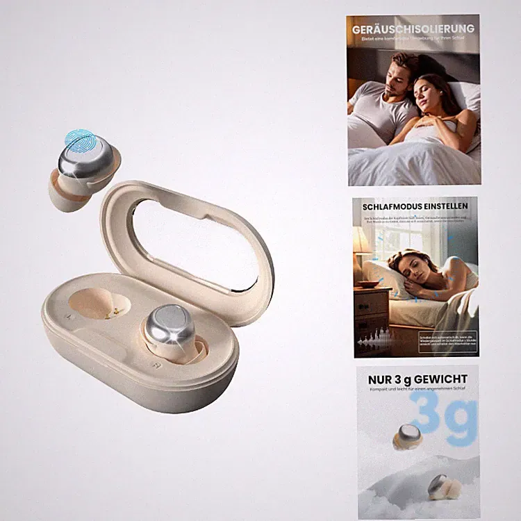 Schlafkopfhörer Bluetooth 5.4, Noise Cancelling Kopfhoerer, ANSTEN, In-Ear, IPX6