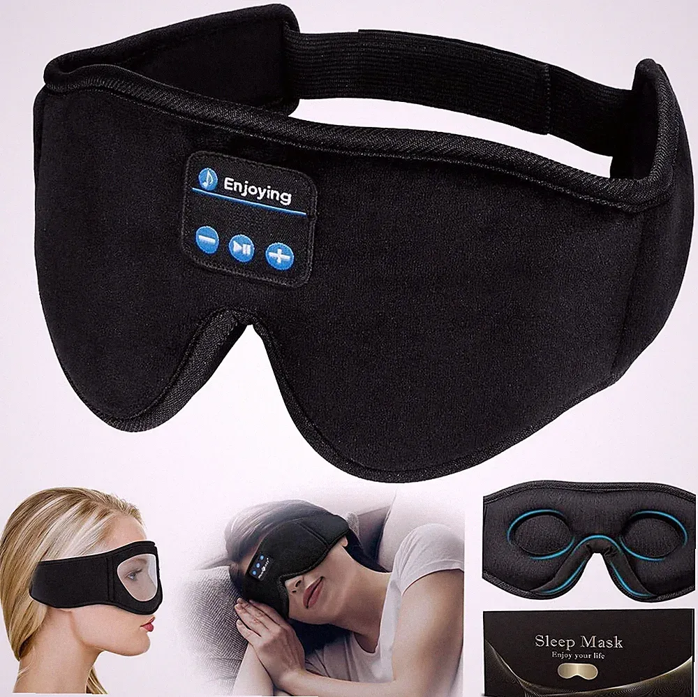 SchlafkopfhöRer Bluetooth,Kabellose 3D Schlafmaske Musik Augenmaske Ultraweiche