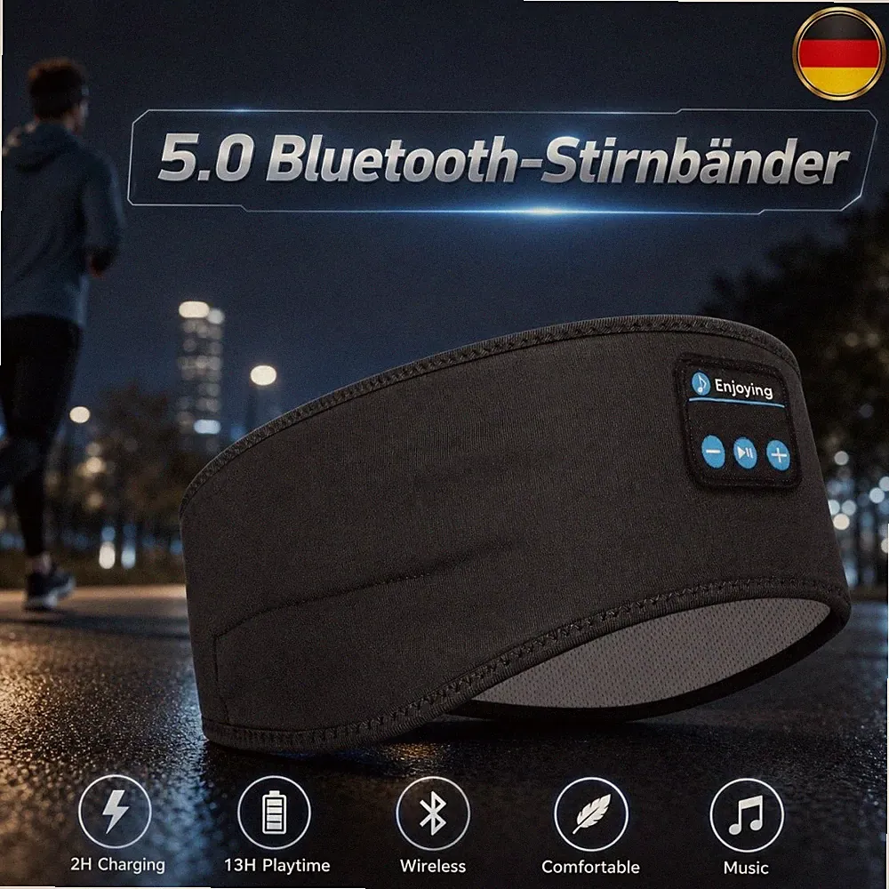 Schlafmaske 5.0 Bluetooth-Stirnband Kabellos USB-Aufladung Atmungsaktiv Schlafen