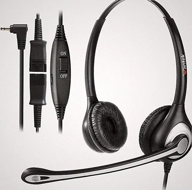 Schnurloses Telefon Headset Dual mit Noise Cancelling Mikrofon, 2,5mm Klinke,...