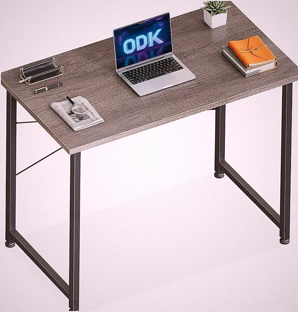Schreibtisch Computertisch grau mit Kopfhörerhalter Holz 80x40cm
