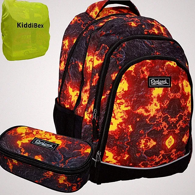 Schulrucksack Jungen Set 3 Teilig - Schulranzen Jungen ab 5. Klasse - Lava