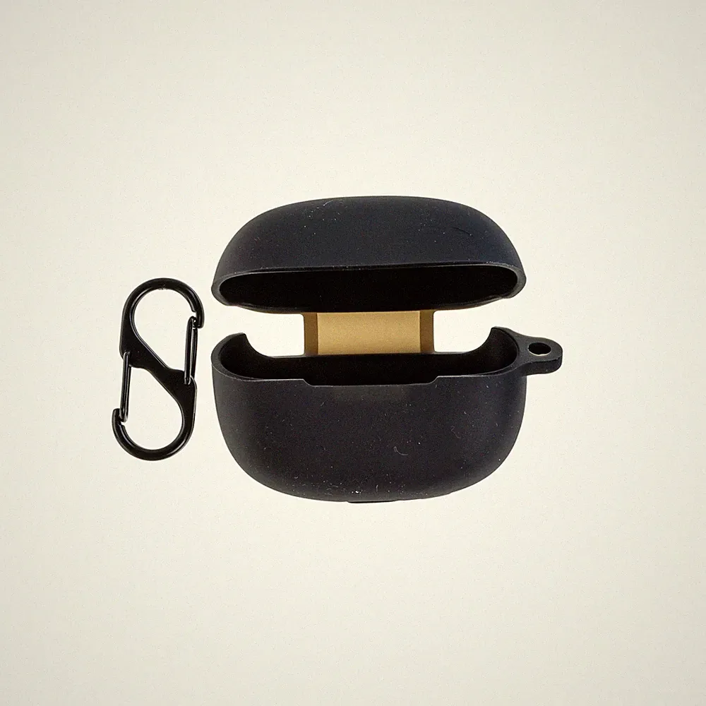 Schutzhülle für Kopfhörer Case Silikon Schwarz mit Karabiner Ladecase Cover