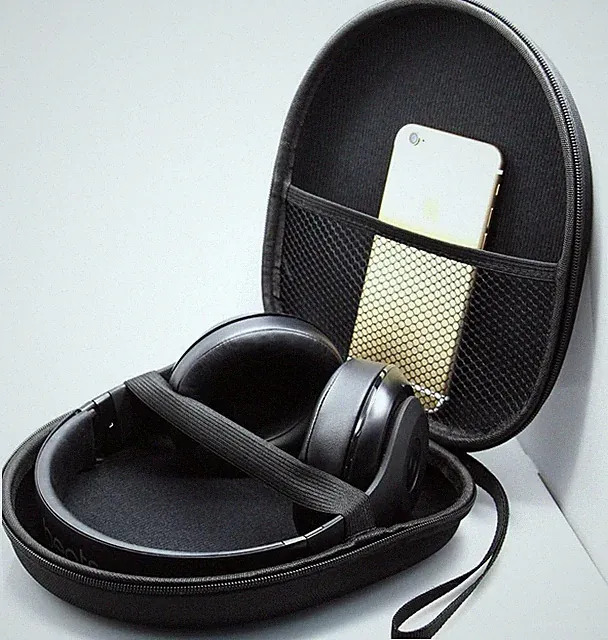 Schwarze Kopfhörer Tasche für Over-Ear Headset, Schlüsselband, 21 x 19 x 6cm