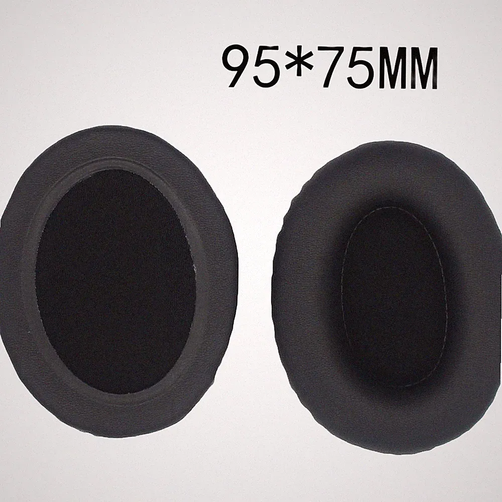 Schwarze Leder Ohrpolster 95x75mm Oval Design für Kopfhörer Ersatz