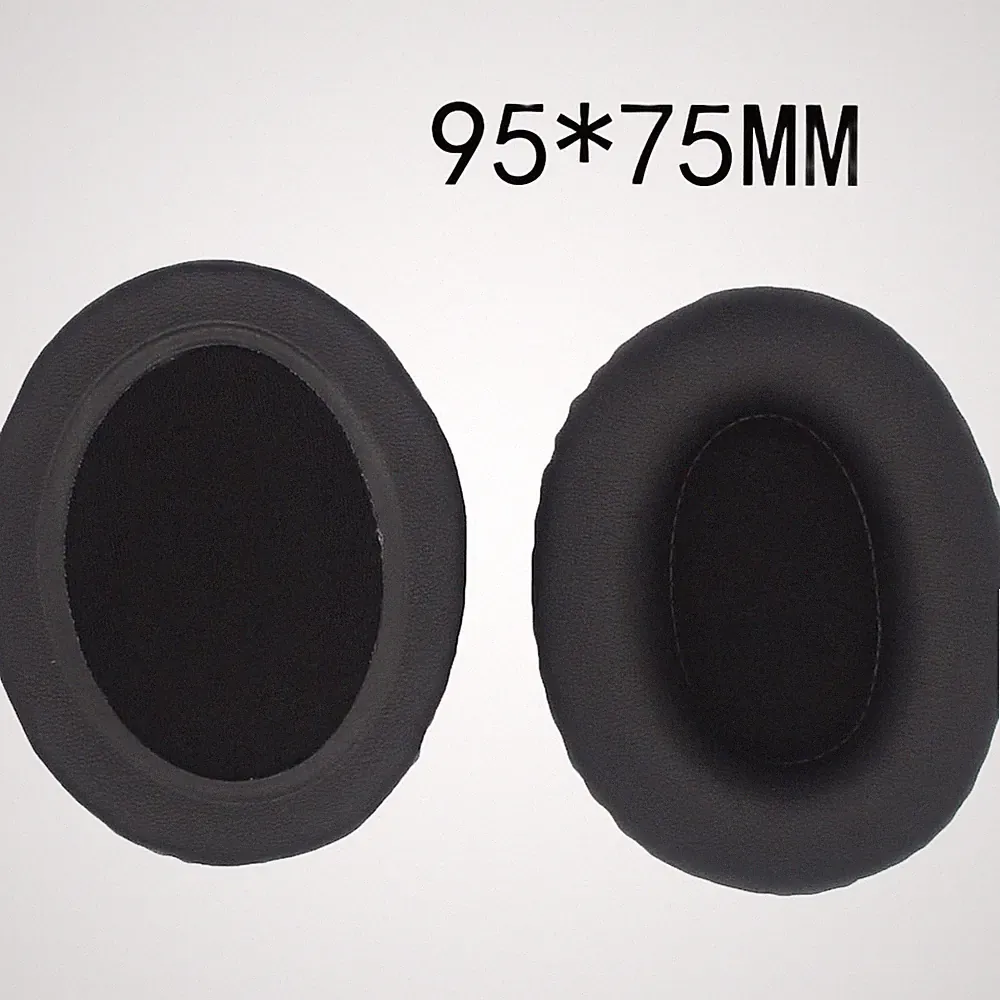 Schwarze Leder Ohrpolster 95x75mm Oval Design für Kopfhörer Ersatz