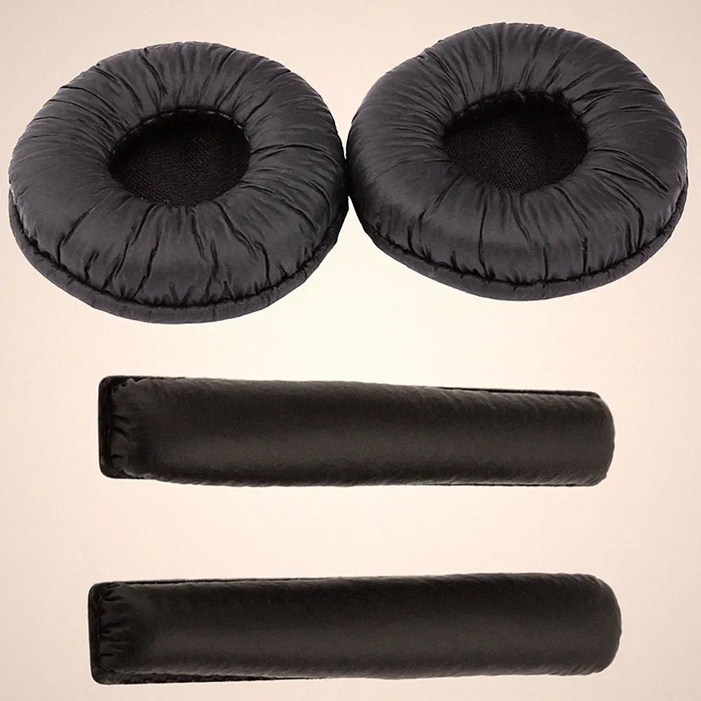 Schwarze Leder-Ohrpolster und Stirnband für Kopfhörer Sennheiser PX100/200/150