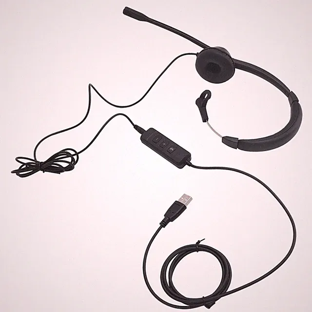 Schwarzes Kabelgebundenes Telefon-Headset Mit Geräuschunterdrückendem Mikrofon U