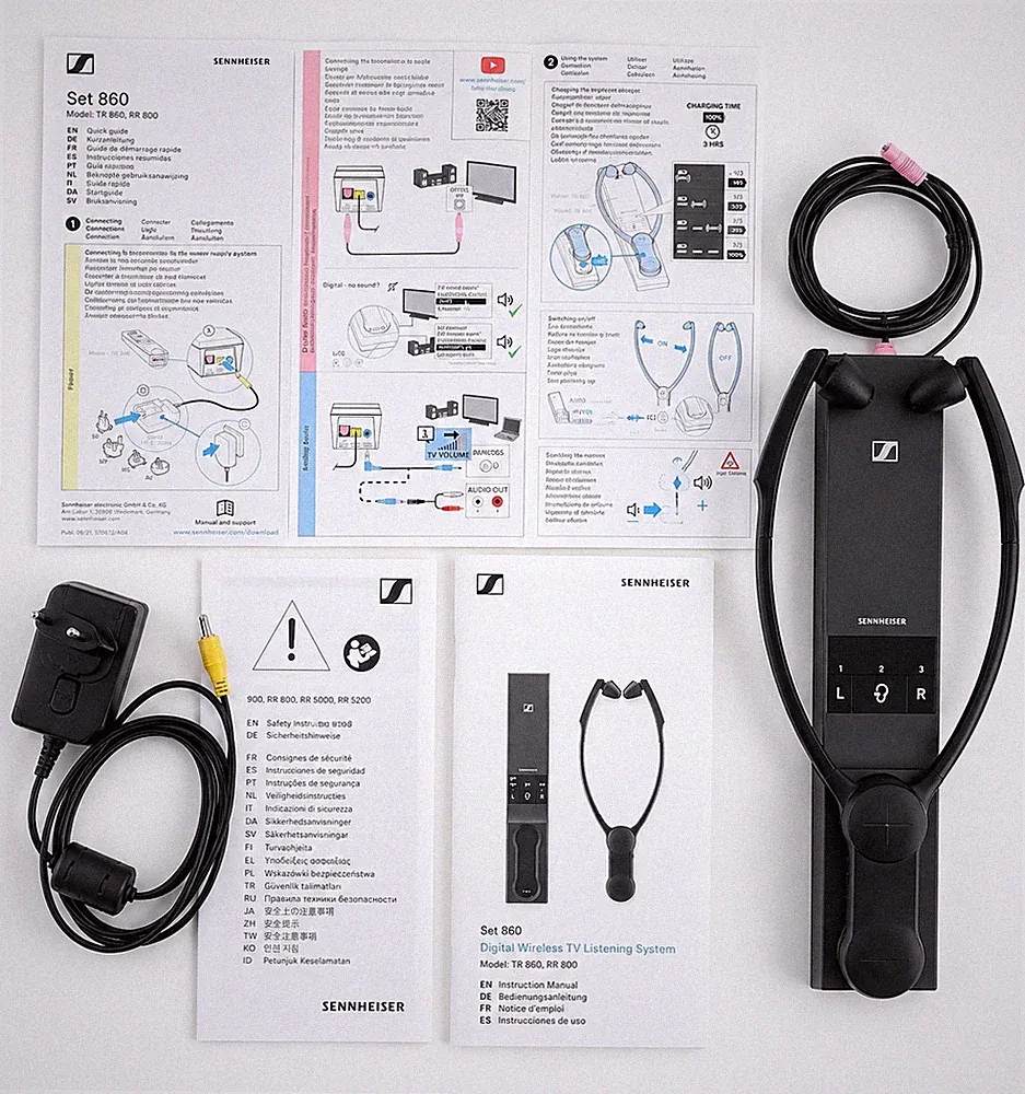 Sennheiser Set 860 TV Hörsystem für Senioren Hörhilfe Funk Kinnbügel Ladestation
