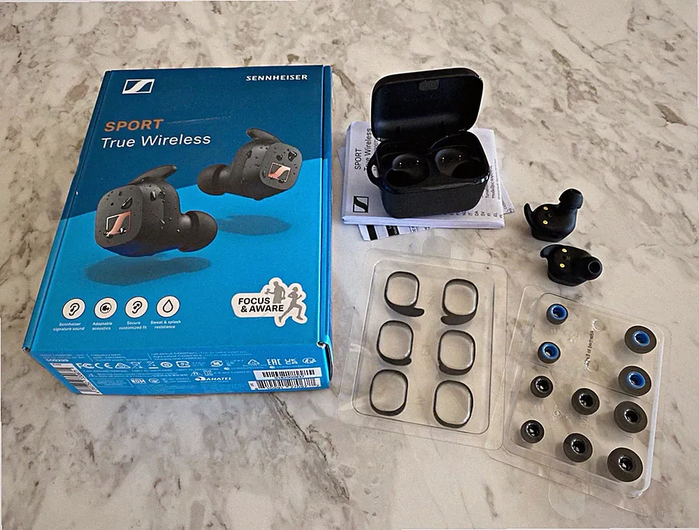 Sennheiser SPORT True Wireless In-Ear Bluetooth Kopfhörer Schwarz mit Ladecase