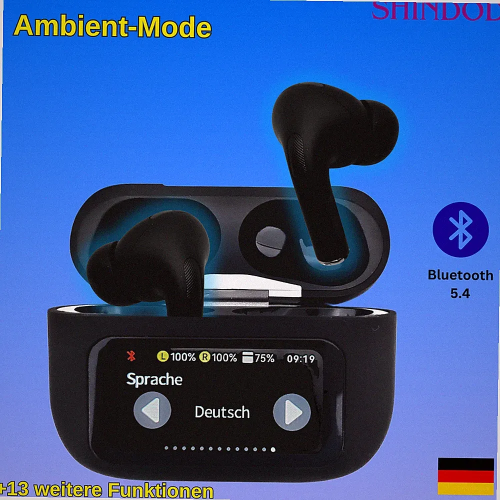 SHINDOD FL‑46 Bluetooth In‑Ear Kopfhörer – ANC, Ambient‑Mode, 30h Laufzeit, sw