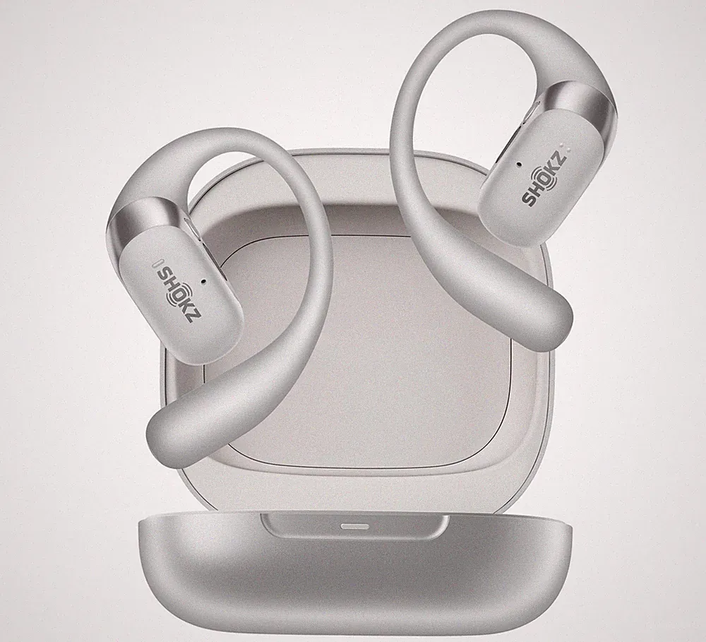 Shokz OpenFit 2+ Kopfhörer Bluetooth Headset Open Ear Mikrofon wasserdicht grau