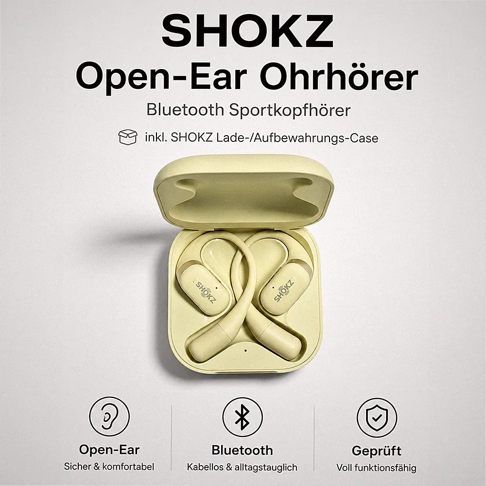 SHOKZ OpenFit Open-Ear Bluetooth Sport Ohrhörer mit Ladecase + Gratis Geschenk