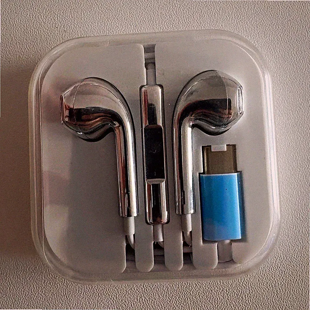 Silber USB-C In-Ear Kopfhörer kabelgebunden mit Mikrofon, doppelt, Weiß