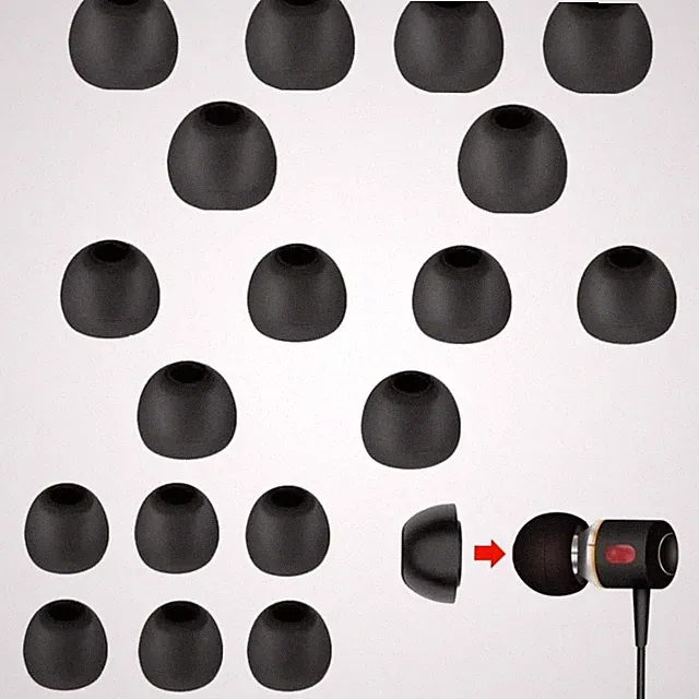 Silikon Ohrstöpsel Aufsätze In-Ear Gummi Schwarz 9 Paar S/M/L Größe