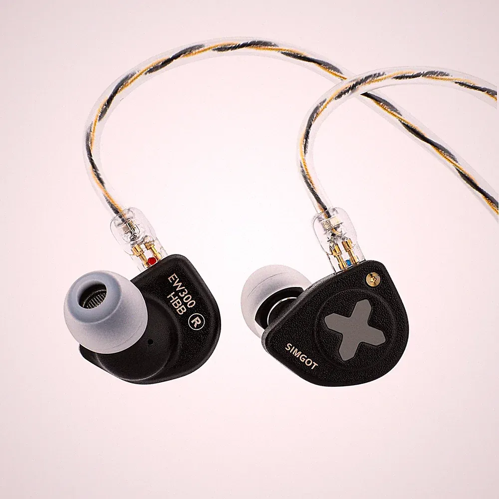 SIMGOT EW300 Hybrid In Ear Monitor mit Abnehmbaren Düsen, Gaming-Kopfhörer, 1DD