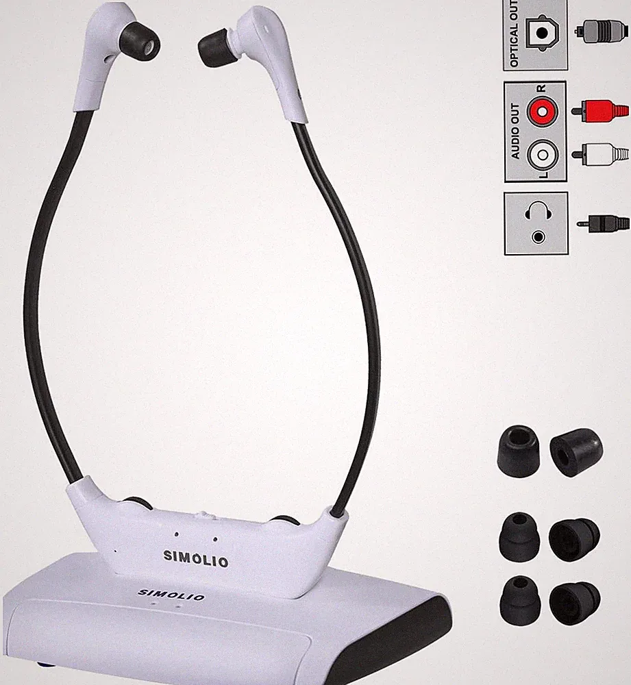 SIMOLIO Digitaler Funkkopfhörer Für Fernseher Kabellos, 2.4Ghz Gehörschützende T