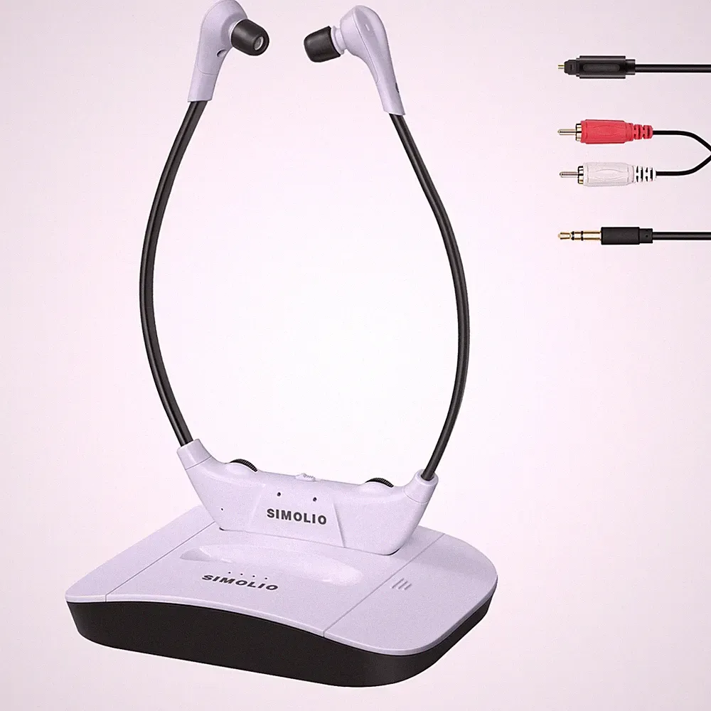 SIMOLIO Funkkopfhörer 2.4GHz TV Senioren mit Akku Mikrofon Ladestation SM-824D1