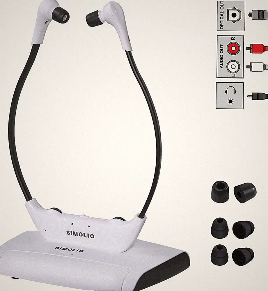 Simolio Funkkopfhörer SM-823D Pro für Fernseher Kabellos mit Mikrofon, 2.4GHz