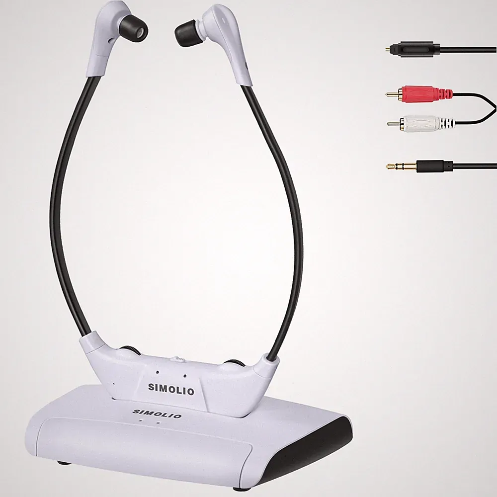 SIMOLIO Kabellose TV Kopfhörer SM-823D Pro Senioren, klare Stimmen, OPT