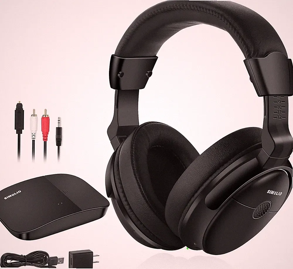 Simolio TV Funkkopfhörer, Over-Ear Bluetooth & 2,4GHz für Senioren, SM-825D Pro