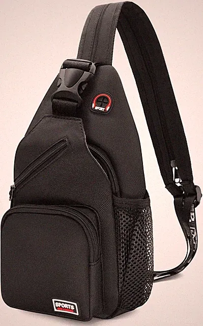 Sling Bag Damen Klein Rucksack mit Kopfhörerloch Brusttasche Damen Oxford-Stoff