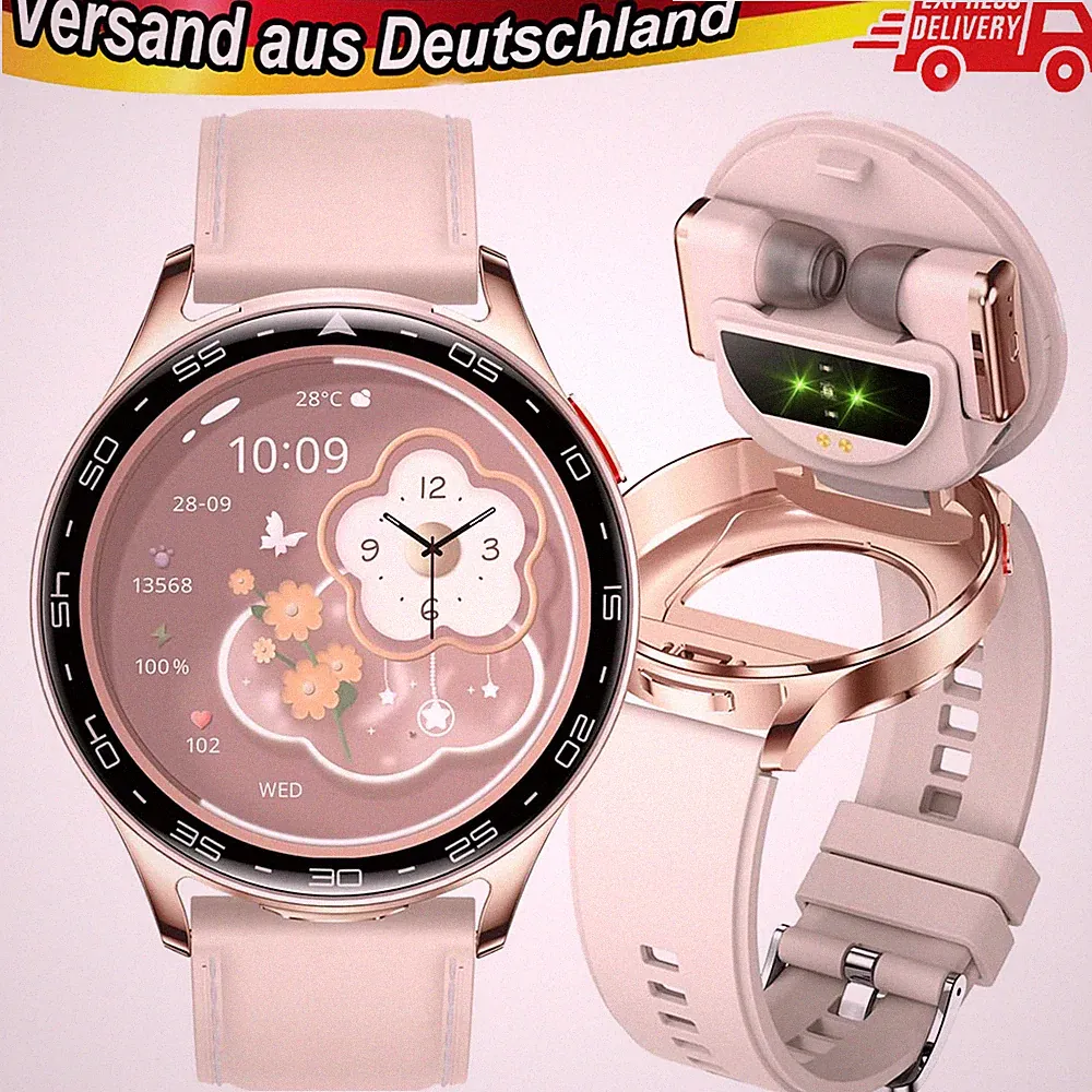 Smartwatch mit TWS Kopfhörer MANN Damen Bluetooth 100+ Sportmodi for Android iOS