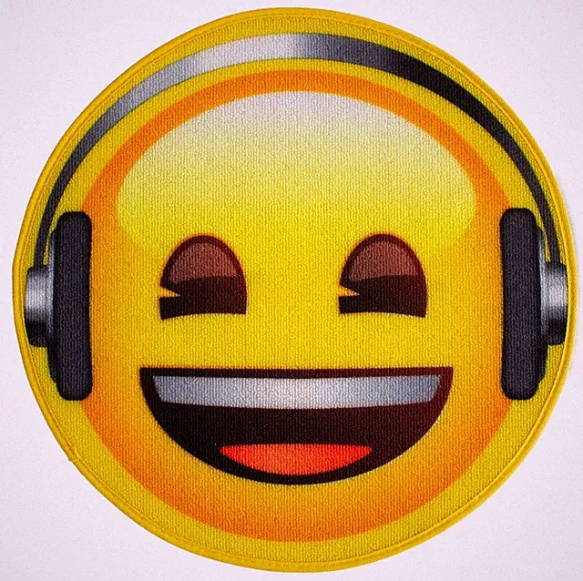 Smily - Emoji Kopfhörer Rund 67cm lustig funny kinderteppich geschenkidee