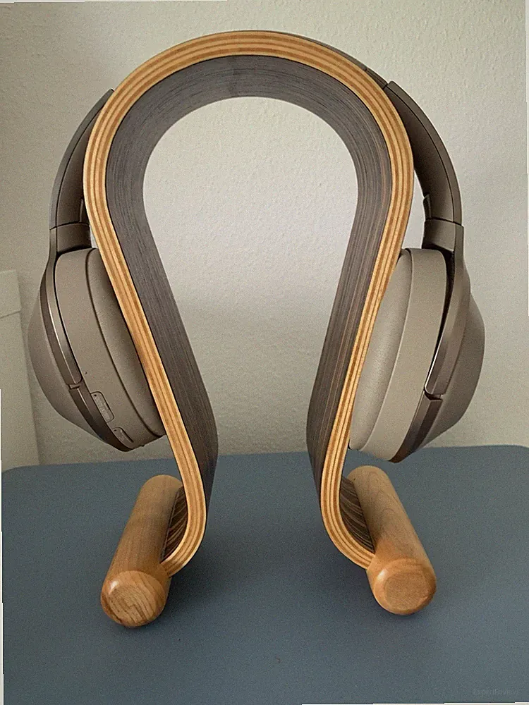 Sony MDR-1000X Kopfhörer, Champagnerfarben Mit Holzständer