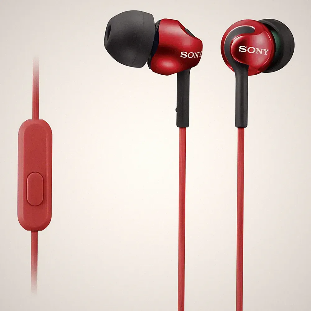 Sony MDR-EX110AP In Ear Kopfhörer kabelgebunden Rot Headset