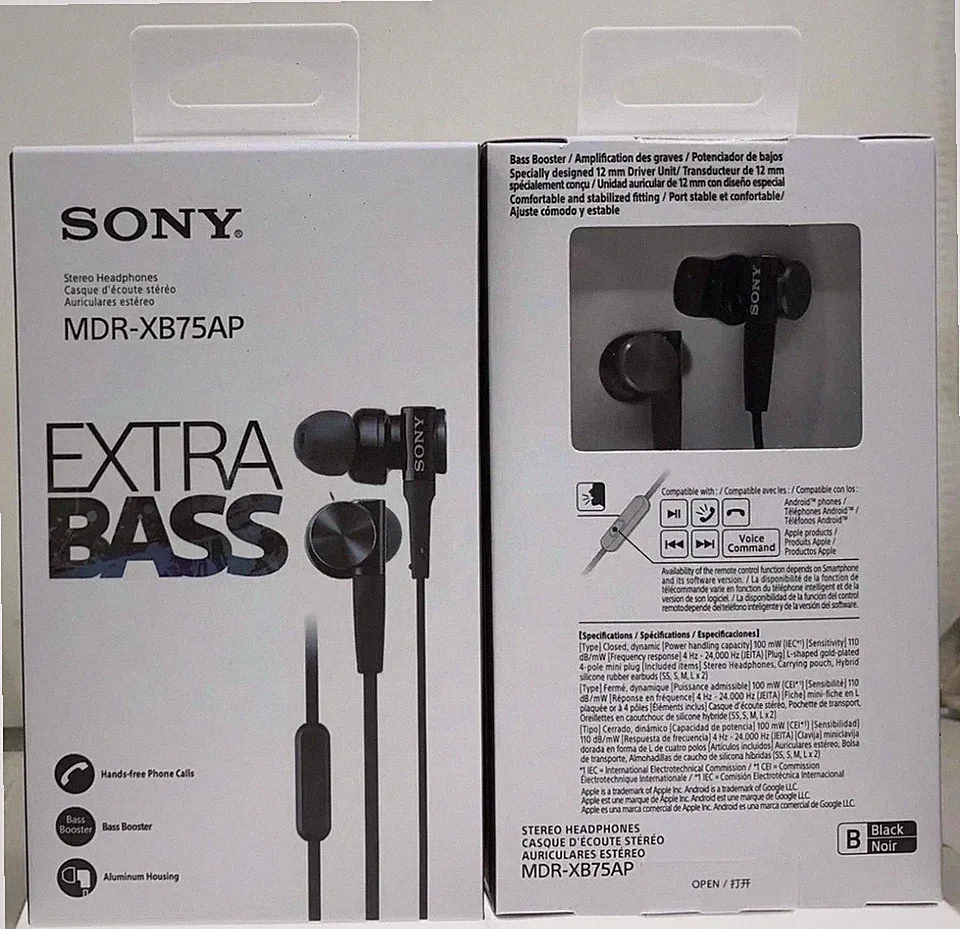 SONY MDR-XB75AP Bass Booster In-Ear Kopfhörer mit In-Line-Mikrofon-Schwarz
