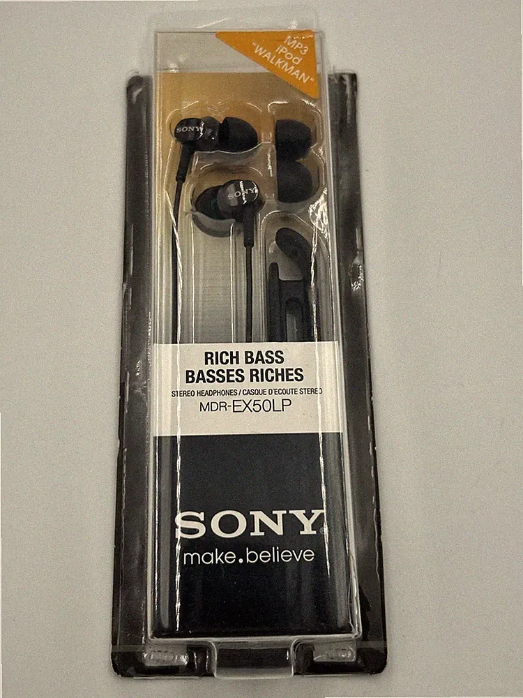 Sony Rich Bass In Ear kabelgebundene Kopfhörer - Schwarz (MDR-EX50LP) versiegelt selten