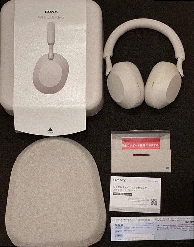 Sony WH-1000XM5 Wireless Over-Ear Kopfhörer Platin Silber mit Hülle