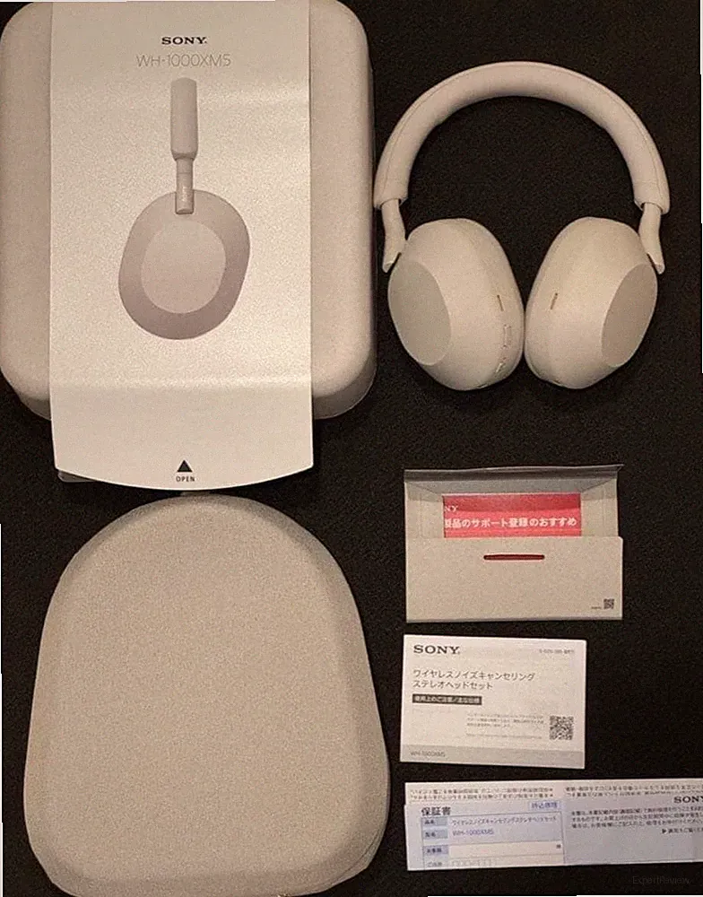 Sony WH-1000XM5 Wireless Over-Ear Kopfhörer Platin Silber mit Hülle