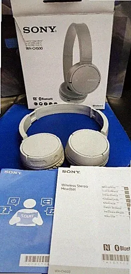 Sony WH-CH500 Wireless Bluetooth Headphones Grey NFC Mic On-Ear Manuals Set