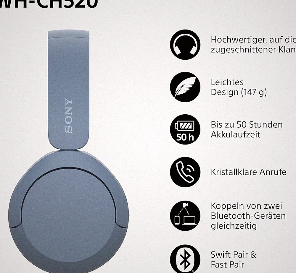 🔥 Sony WH-CH520B.CE7 – Kabellose On-Ear Kopfhörer in Blau