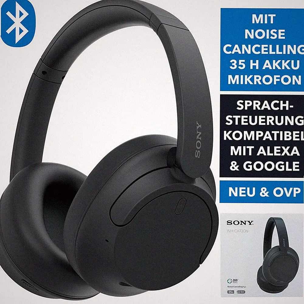 SONY WH-CH720N Kabellose Over Ear Kopfhörer SCHWARZ Noise Cancelling NEU in OVP