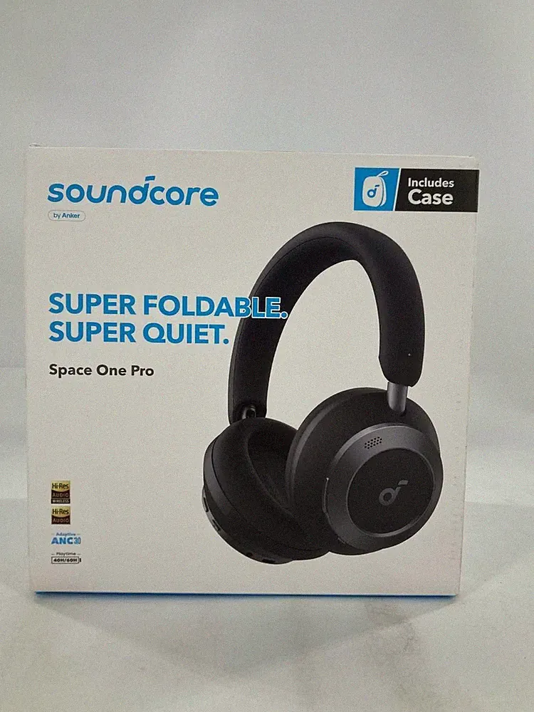 Soundcore Space One Pro Jet Black + Case, Bluetooth-Kopfhörer, On-Ear