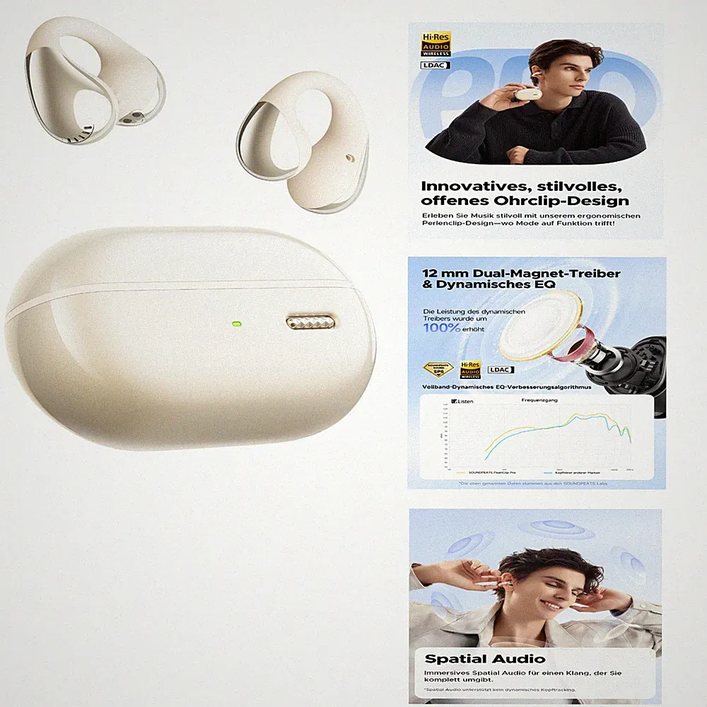 SoundPEATS PearlClip Pro Bluetooth 5.4 Kopfhörer 12mm Treiber