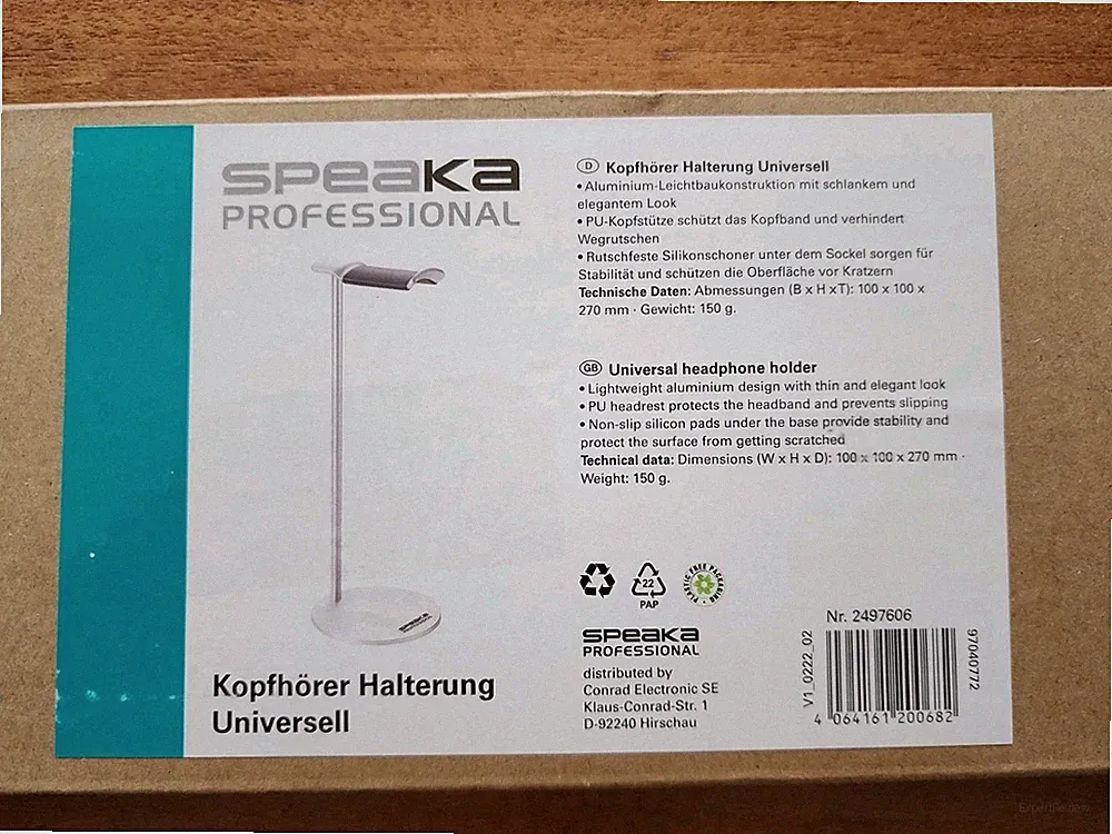 SpeaKa Professional Kopfhörer Halterung Universal Alu Headset Halter Retoure
