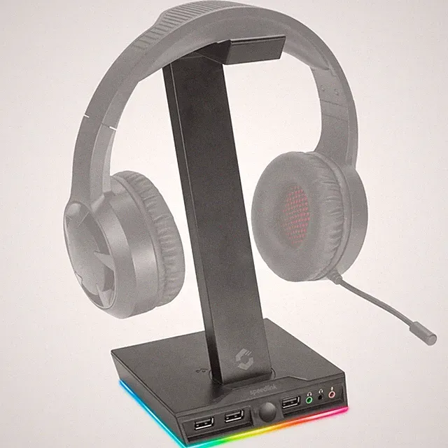 Speedlink EXCELLO LED Headset Stand Ständer + 3-Port USB-Hub + 7.1 Soundkarte