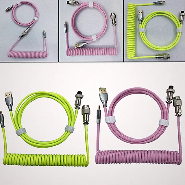 Spiralkabel Draht USB Typ C Metallstecker 5V 4A Spielkonsole Kopfhörer